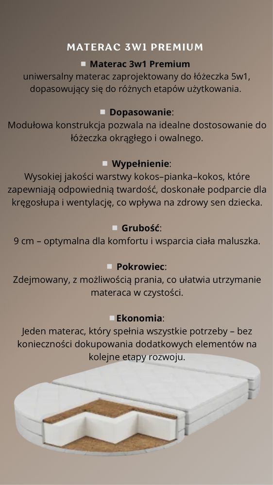 Łóżeczko dziecięce Transformer 5w1 ( okrągłe, owalne, przewijak )