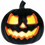 CZARNA DYNIA upiorna ŚWIECĄCA lampion dekoracja na HALLOWEEN 20cm LED