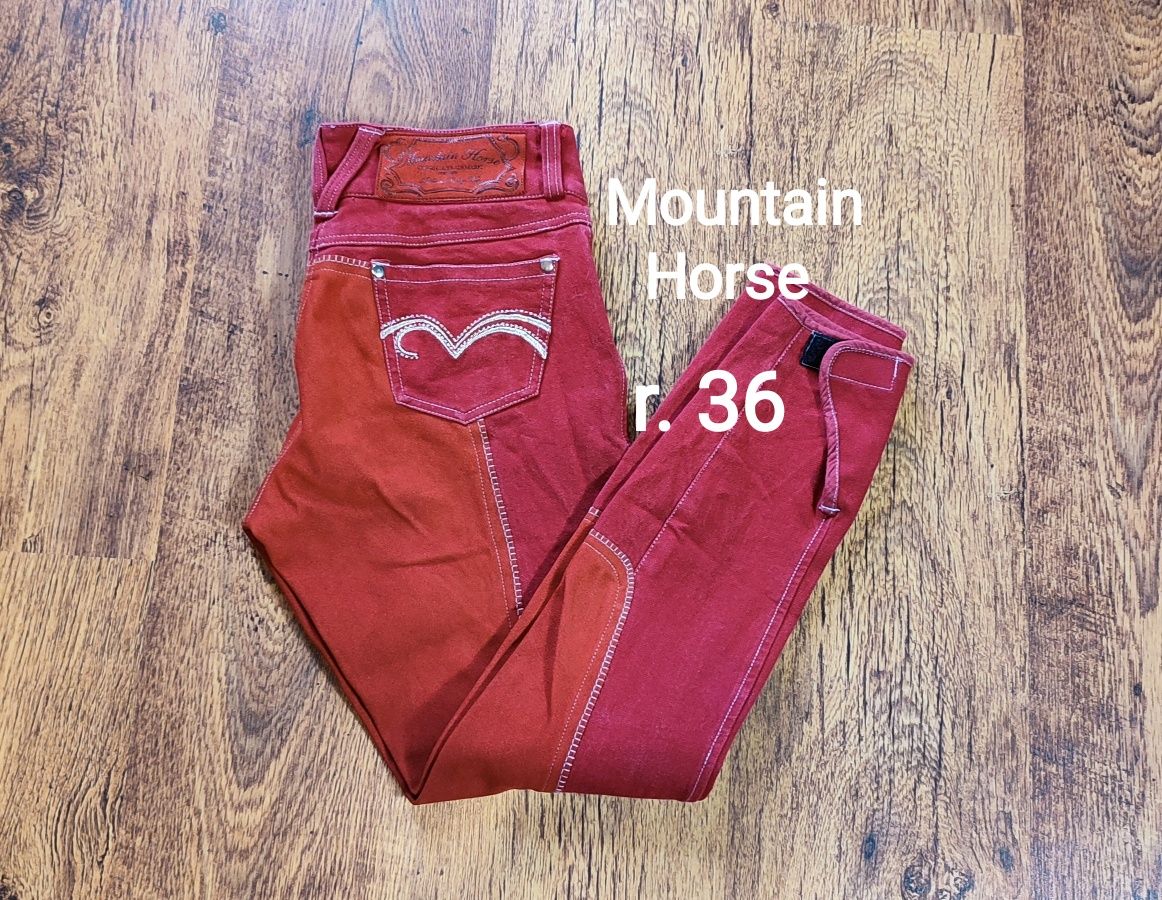 Bryczesy jeździeckie - rozmiar 36 - jeansowe pełny lej, Mountain Horse