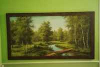 Велика (108*57) сочна картина в текстурній рамі. Природа, ліс.