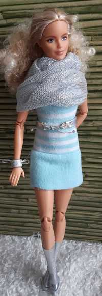 038 Błękitnosrebrny zestaw ciuszków ubranek bucików dla lalki Barbie