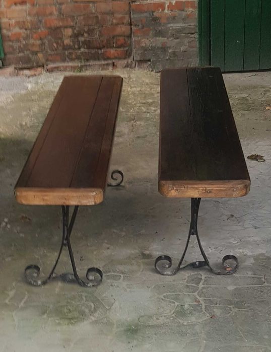 Лавки деревяні на кованій стійці