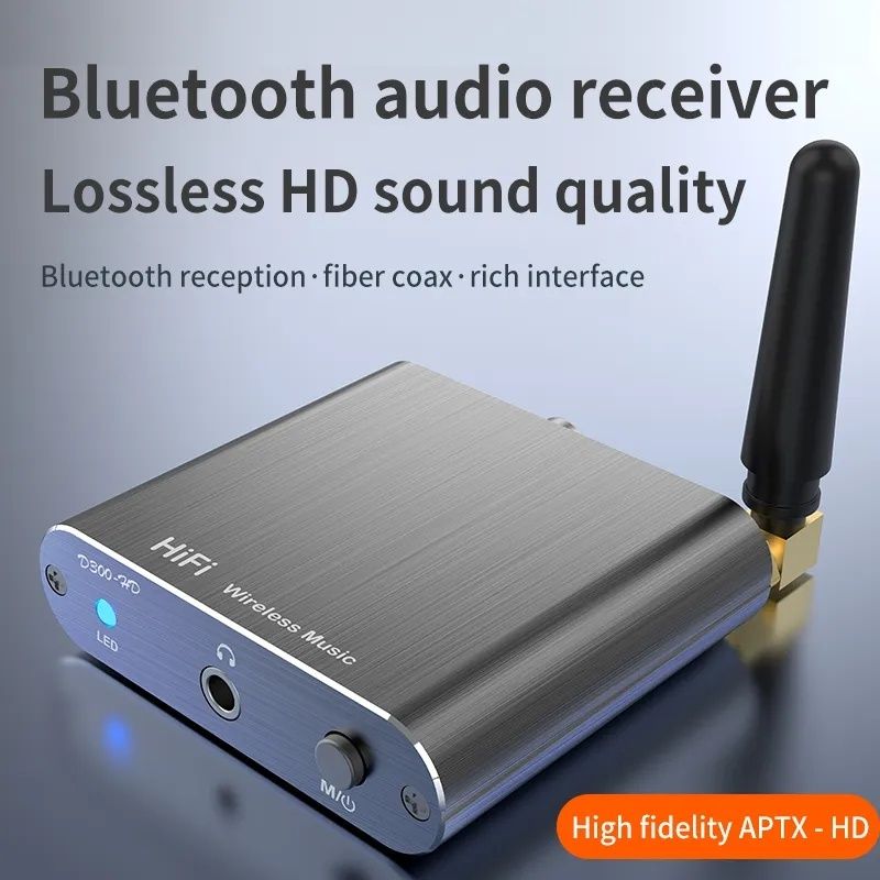 Музыкальный ресивер aptX-HD, Bluetooth 5.2. Адаптер AUX, Toslink.