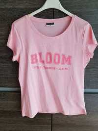 nowa bluzka koszulka różowa t-shirt M z napisem BLOOM