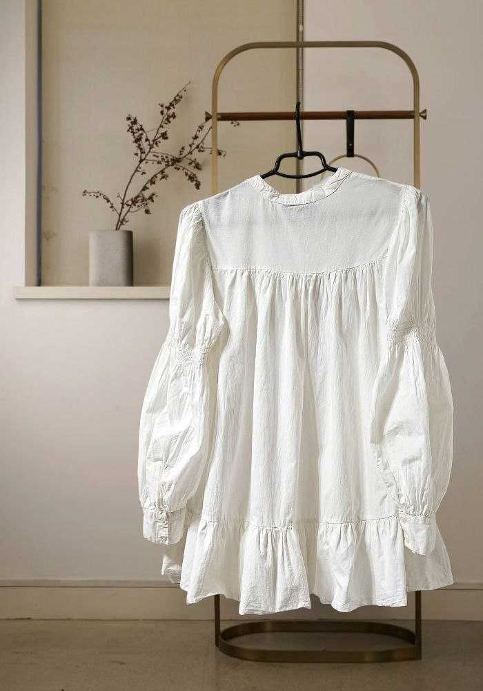 Белая хлопковая блуза с рукавом Zara, р. М