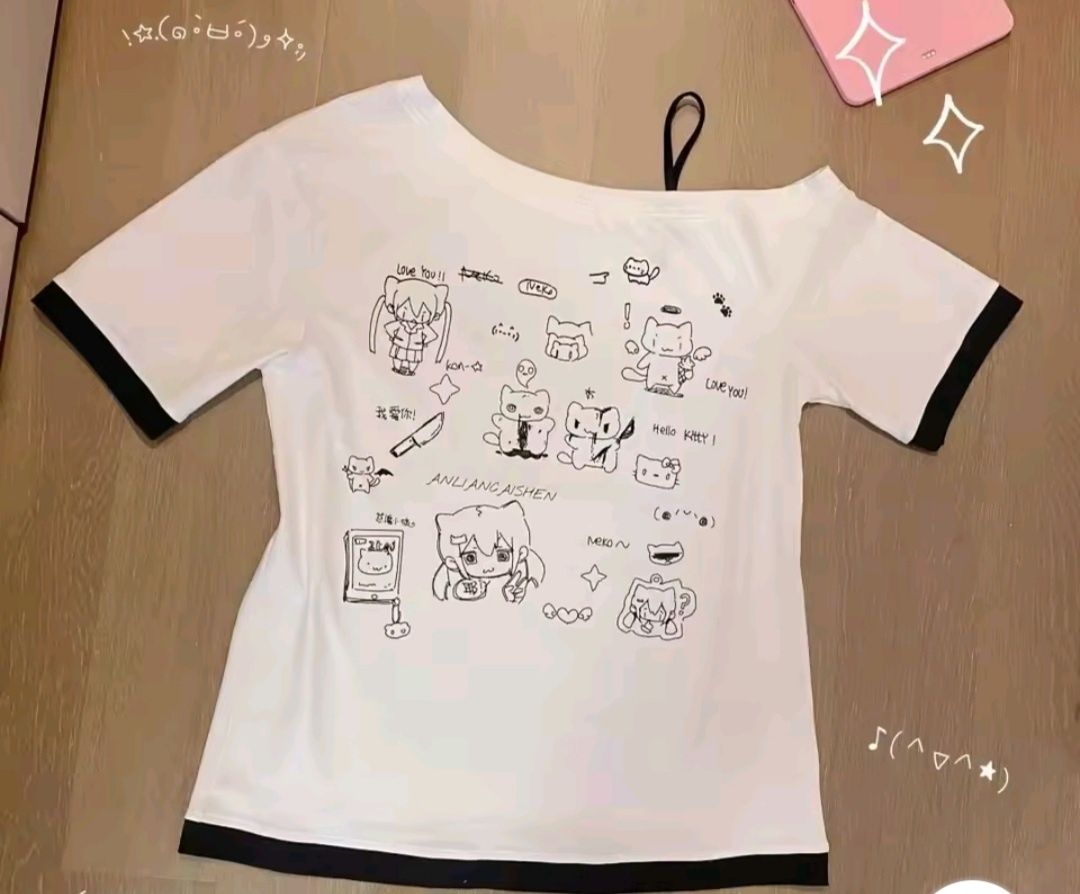Koszulka T-shirt r.38/40 M/L nowa Y2k Harajuku Kawaii kreskówka Lato