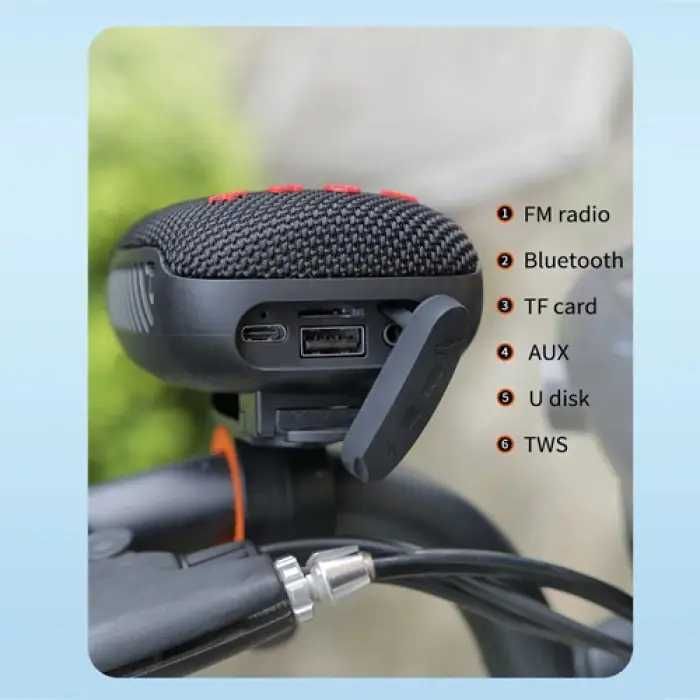 Портативная Bluetooth колонка с велокреплением черная