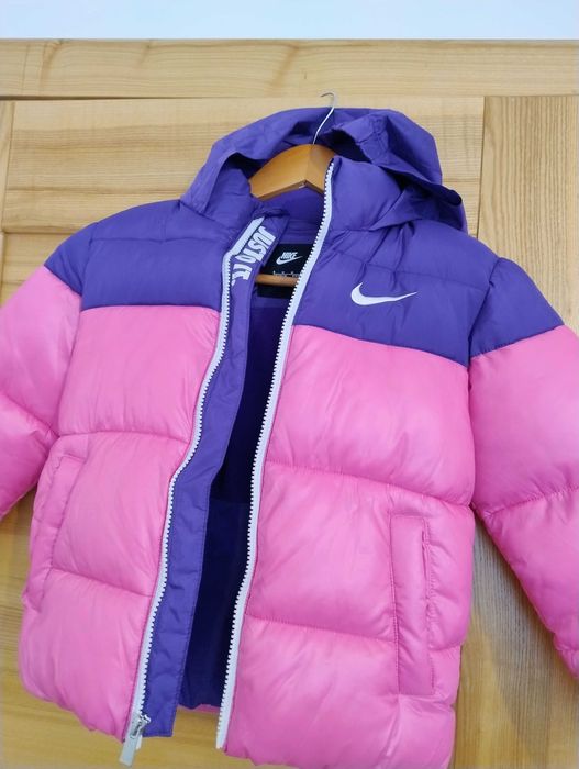 Kurtka Nike Nowa 110-116cm dziewczęca, zimowa puchowa różowa