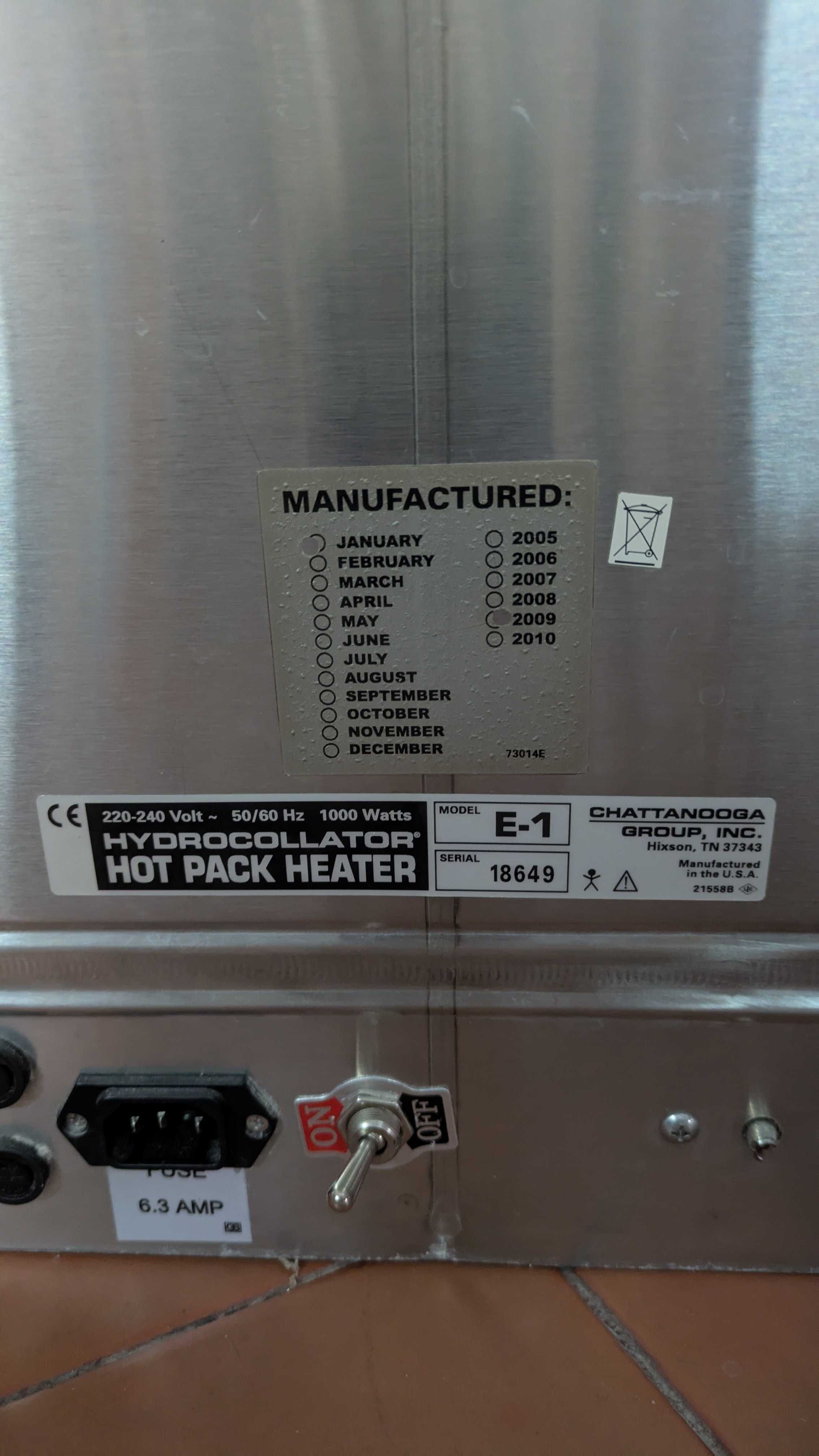 Hydrocollator Hot Pack Heater 220-240 Volt