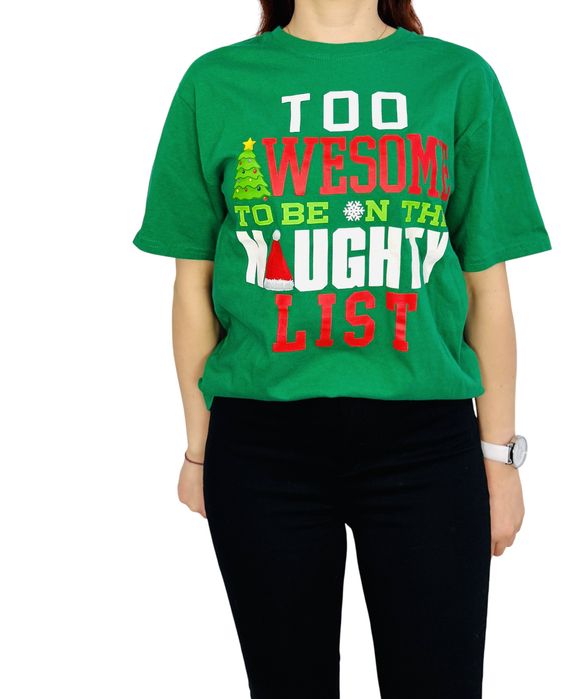 Zielony t-shirt świąteczny z napisem XL 42