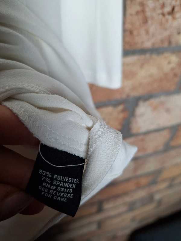 Biała elegancka bluzka rękawy ¾ złoty zamek wyjściowa 42 14 XL
