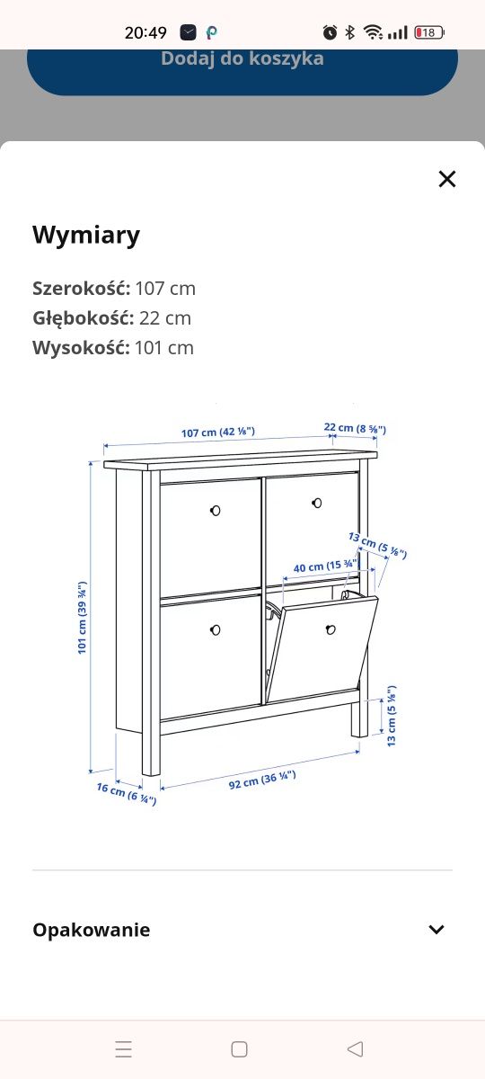 Szafka na buty Ikea Hemnes