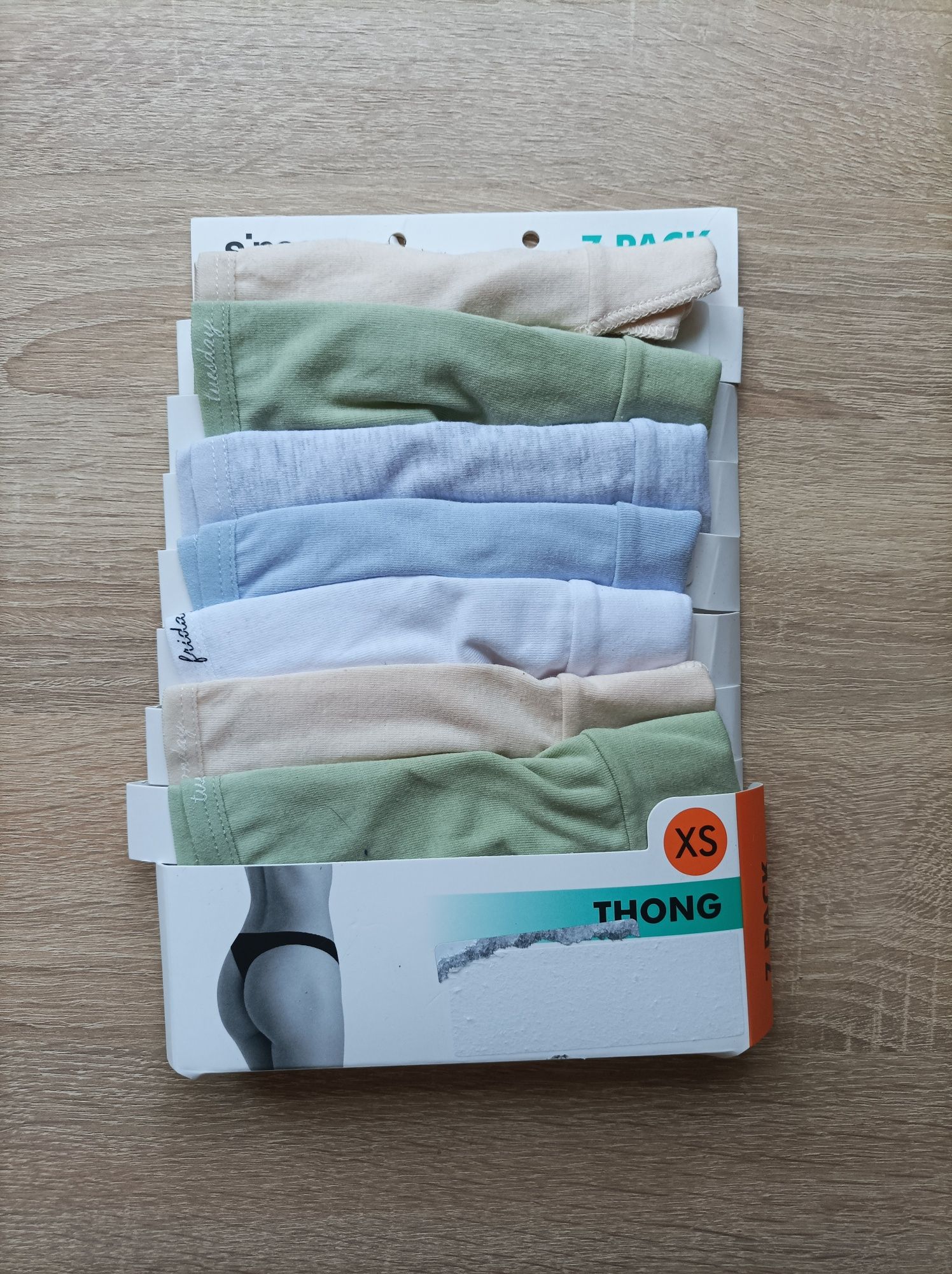 Sinsay, majtki stringi, 7 pack, thong, bawełniane, nowe
