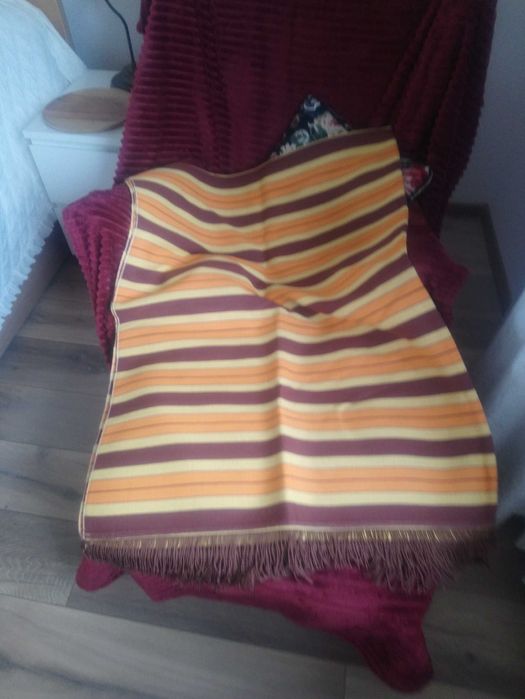 narzuta kapa pasiak koc tkany vintage
