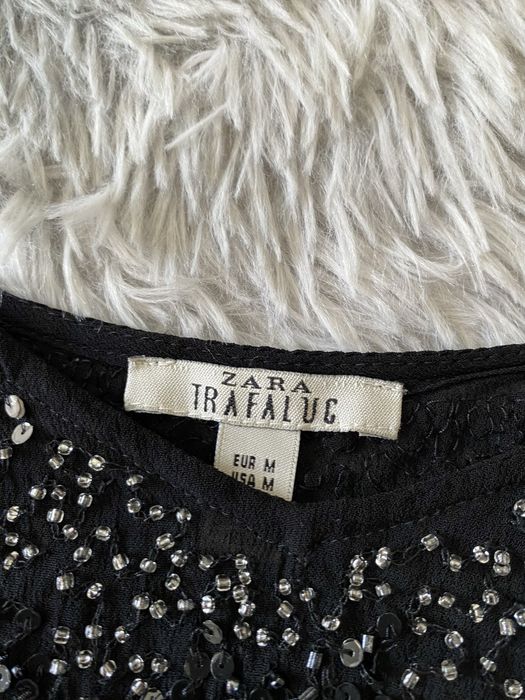 Czarny transparentny top na ramiączka cekiny M 38 L 40 zara mesh