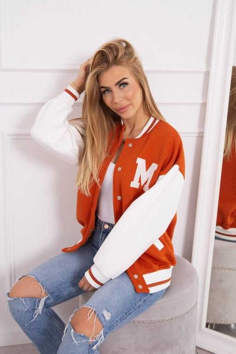 Bluza ocieplana bejsbolówka pomarańczowa bomberka