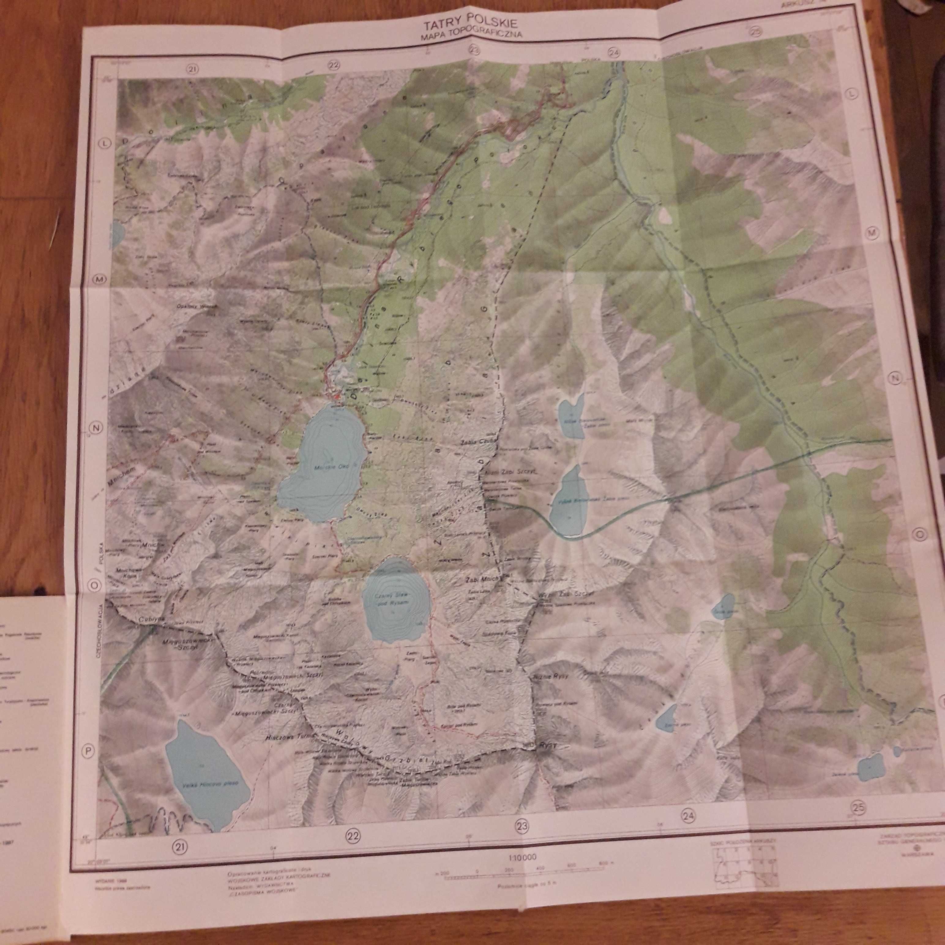 Mapy topograficzne wojskowe Tatr Polskich pełny zestaw w skali 1:10000