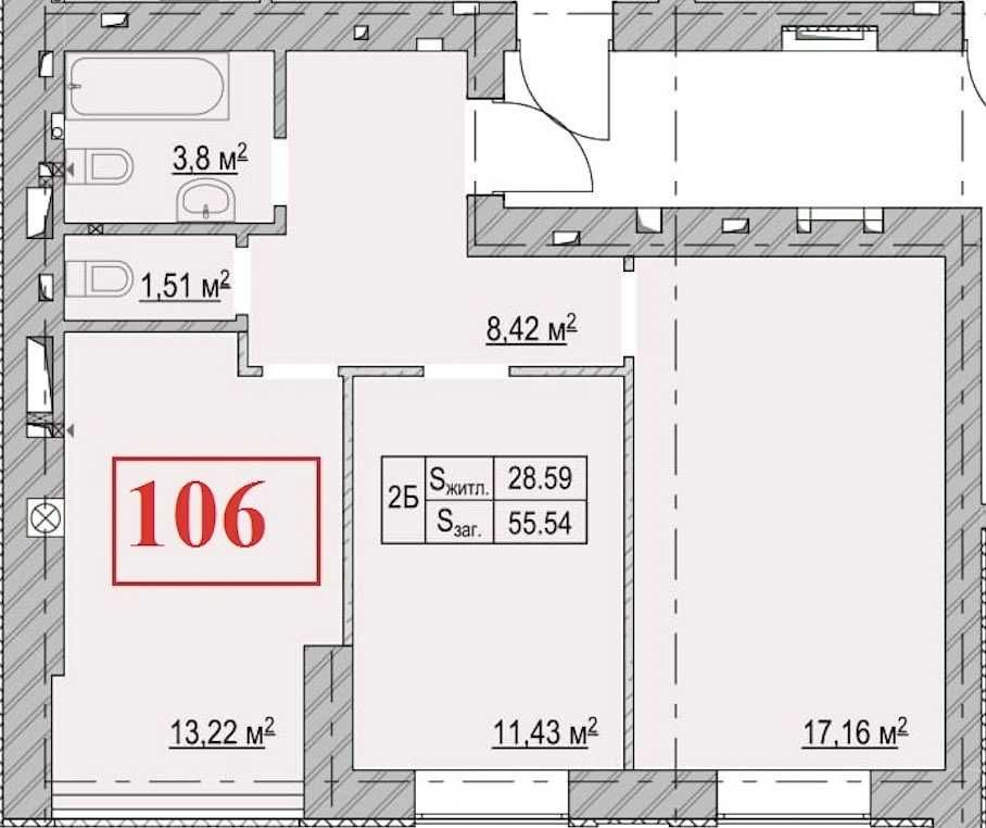 2 кім. квартира 55 м2/ремонт на 90%/газ/ЖК Атмосфера/Вишневе