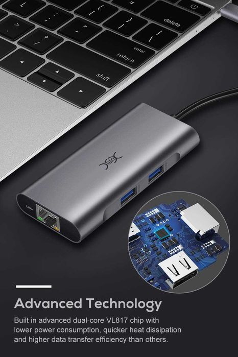 YXwin adapter - koncentrator USB C, USB C do HDMI 4K, 6 w 1