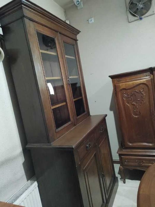 Kredens witryna drewniany 100% lite drewno dąb sosna antyk FV DOWÓZ
