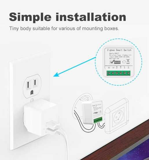 Реле Zigbee 16А, Wi-Fi 16А