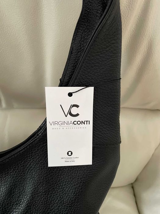 Італійська шкіряна сумка хобо велика чорна