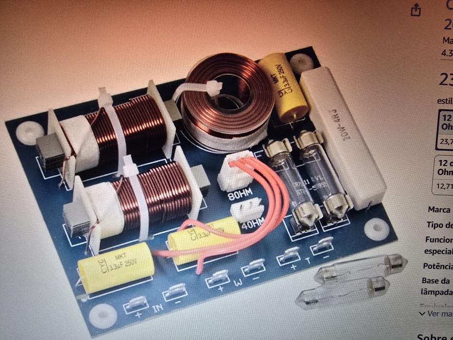 Crossover para colunas HiFi e automovel de duas vias NOVO par