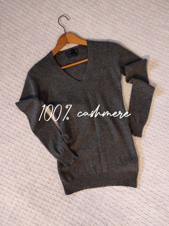 Sweterek z dekoltem w serek Zara 100% kaszmir cashmere