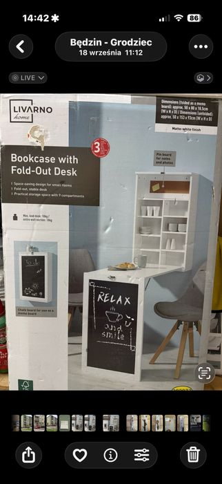 biurko ścienne Livarno Home z półkami.