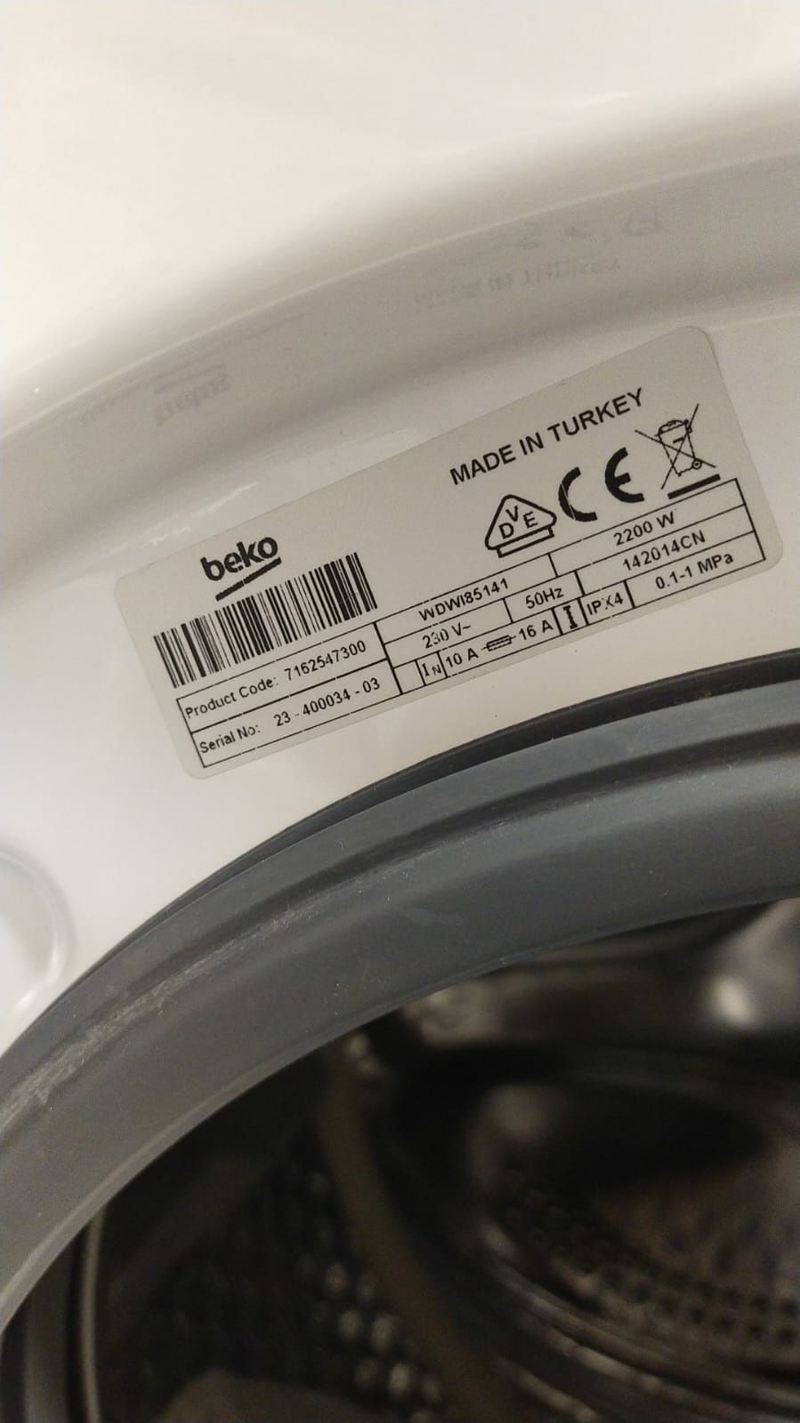 Pralko suszarka Beko do zabudowy 8/5kg 1400obr f.pary WiFi