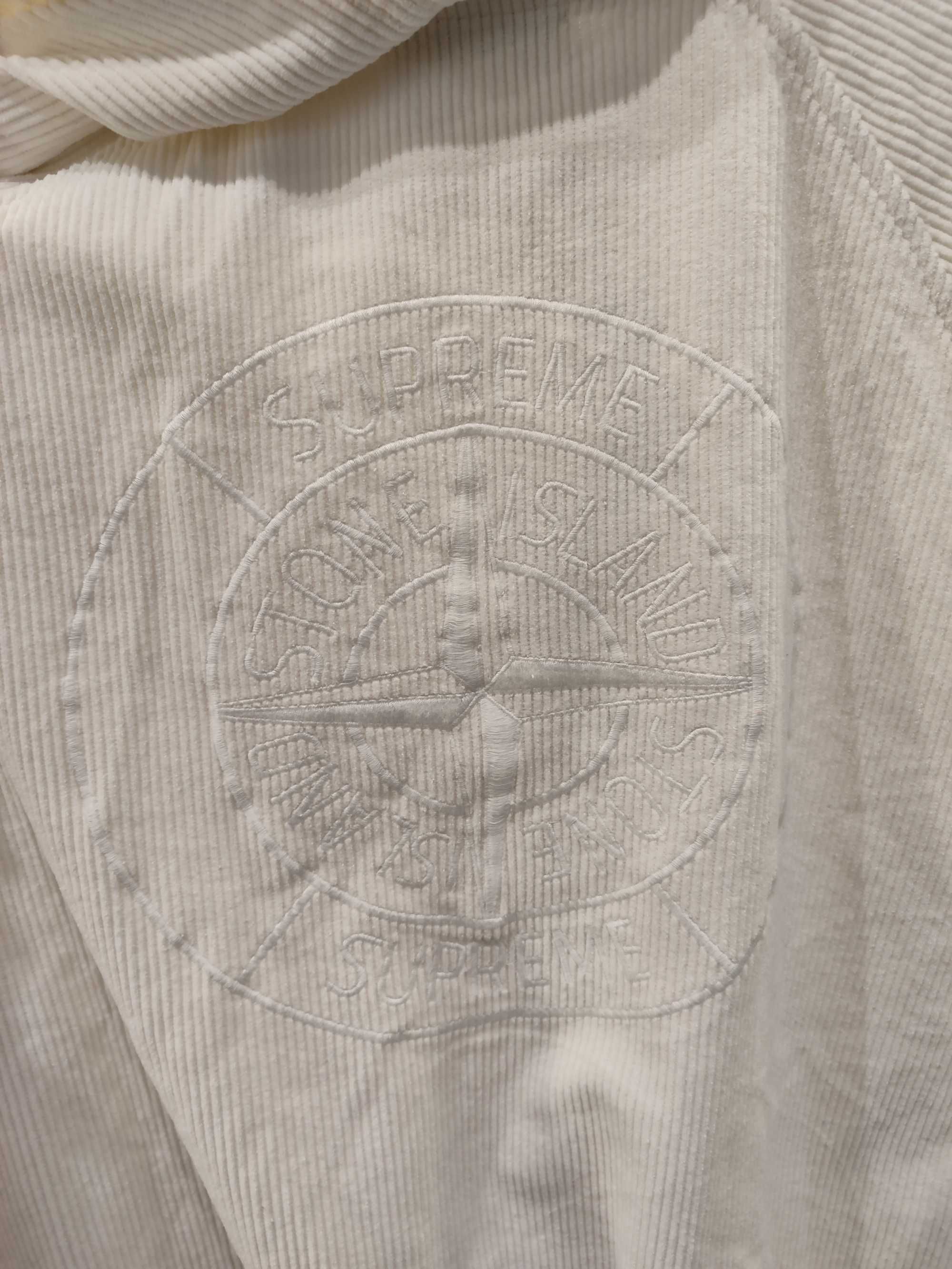 Худі Stone Island x Supreme 402S4 CORDUROY 500 White