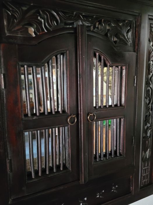 Lustro w stylu kolonialnym drewno egzotyczne