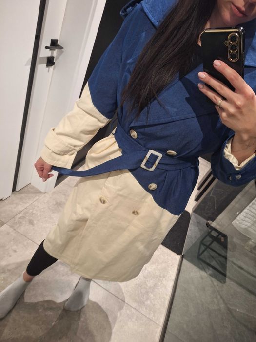 Trencz/płaszcz beżowy jeans