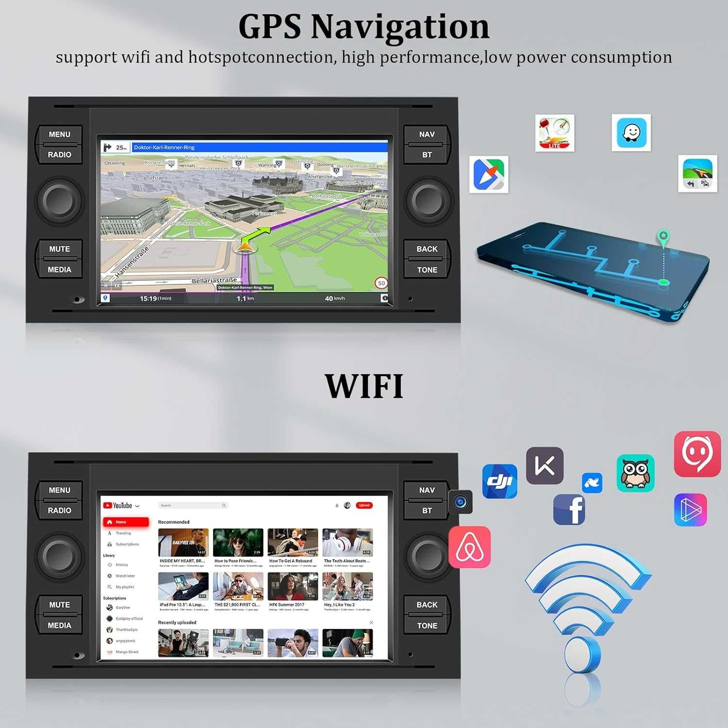 Radio samochodowe z systemem Android 13 do Ford 7", Bluetooth WiFi GPS