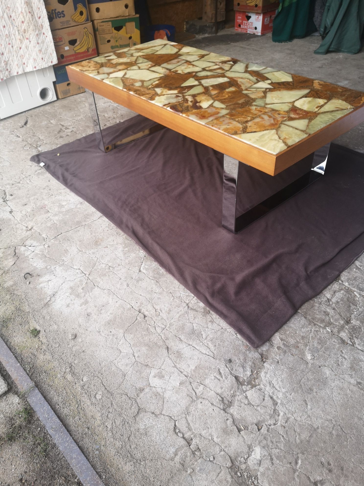 Stolik bauhaus tekowy