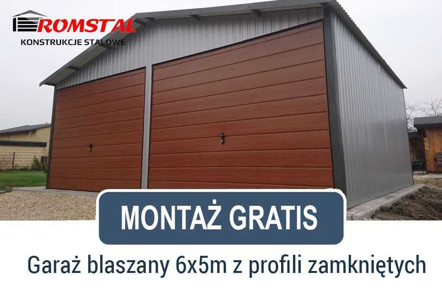 Popielaty Garaż Blaszany 6x5 - Dwuspadowy - Blaszak - Garaże - Romstal