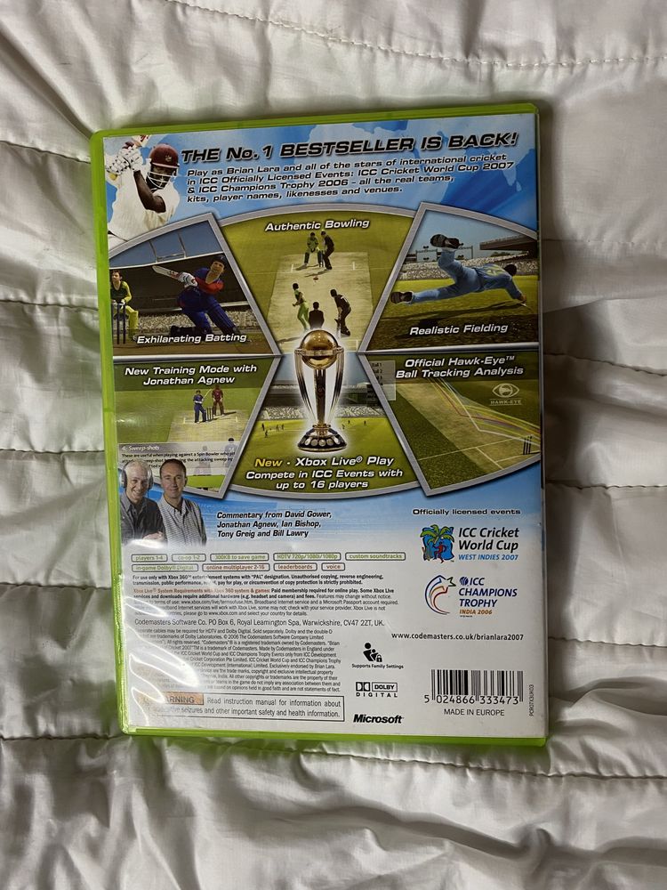 Jogo Brian Lara- cricket 2007 Xbox