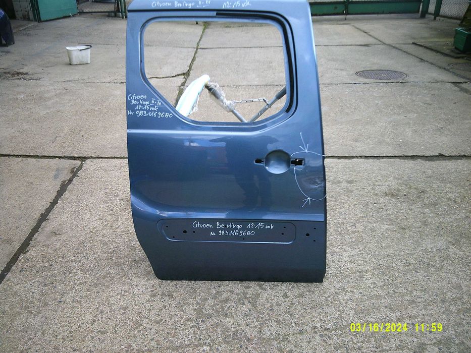Drzwi przesuwne tylne prawe Citroen Berlingo II,III, 12-15rok.