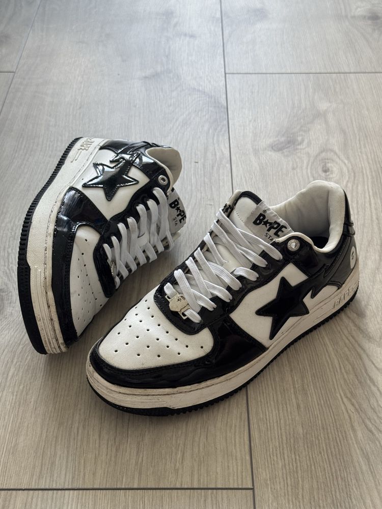 Bapesta Patent Leather Black White
