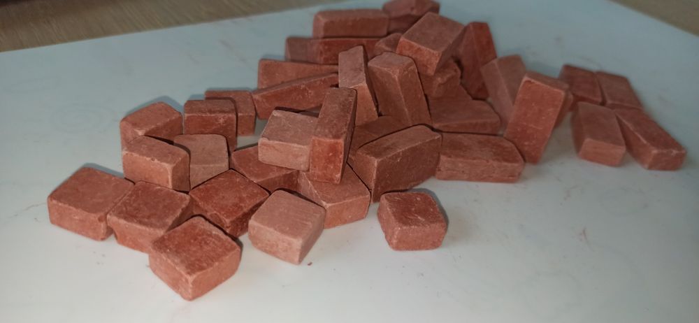 Cegiełki czerwone modelarskie gipsowe cegły model, diorama 60szt