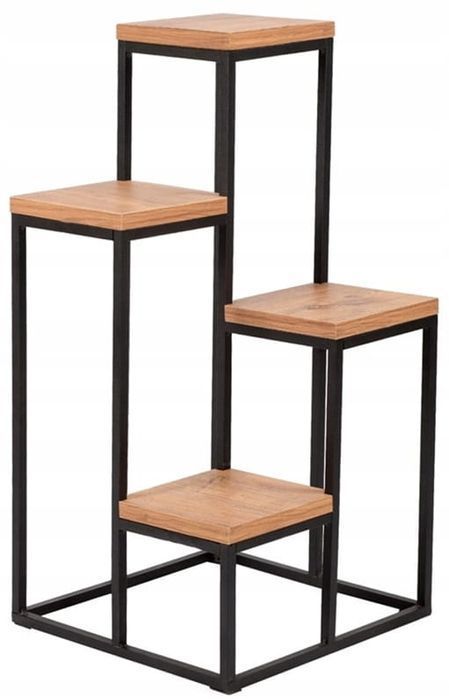 Kwietnik Stojak Na Kwiaty Rośliny Metalowy Stojący 4 Półki Loft 67Cm