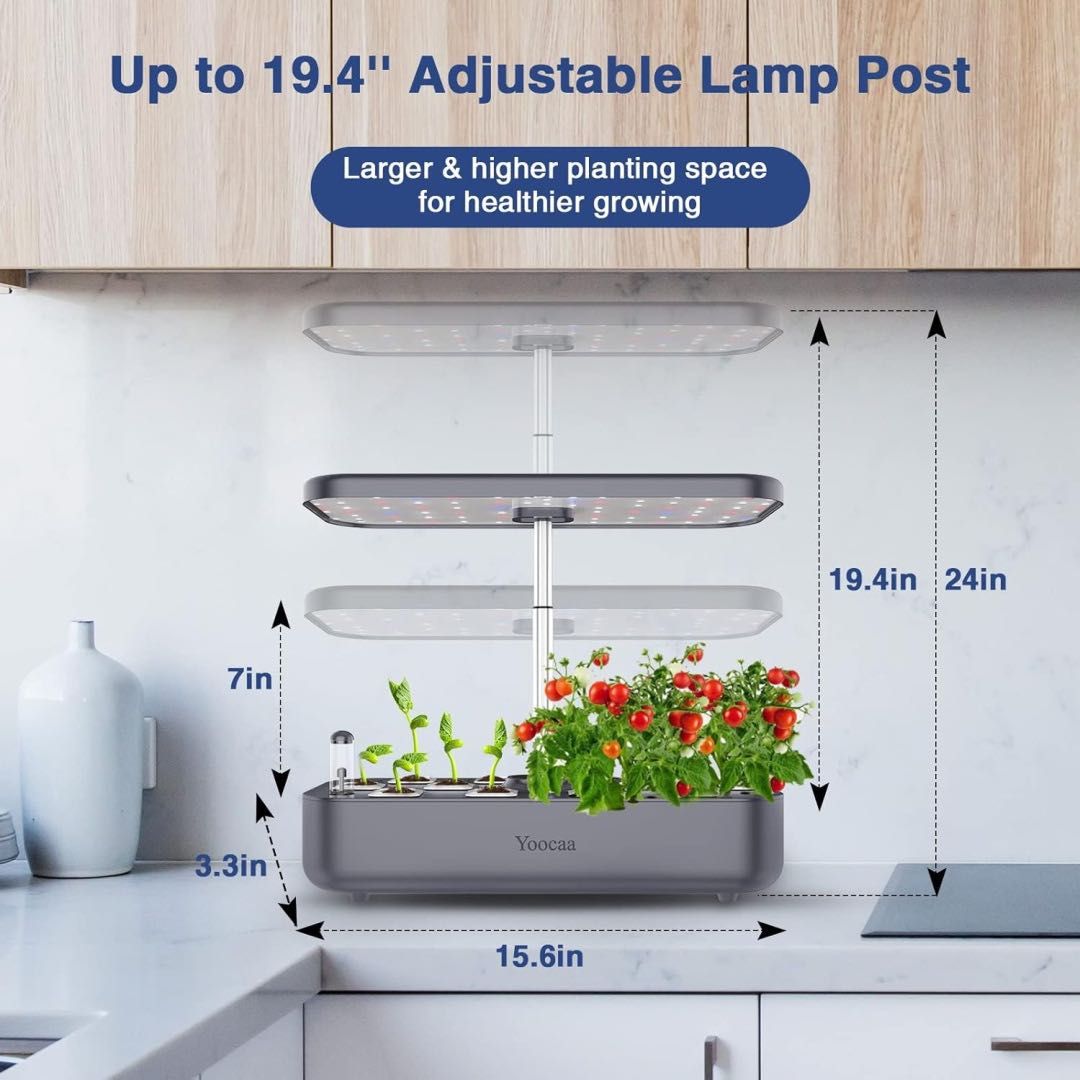 Yoocaa 12 Hydroponics Grow System uprawy 12 hydroponicznej, 49 cm LED