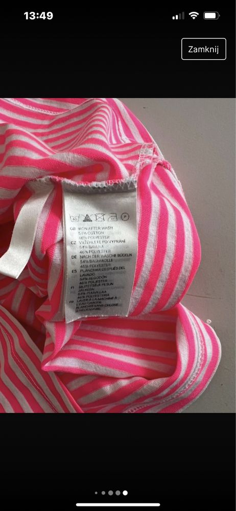 H&M neonowa różowa sukienka w paski r. 122/128 6-8 la