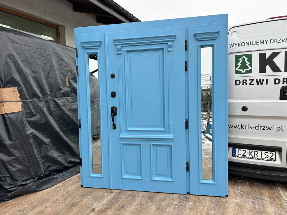 Drzwi zewnętrzne drewniane z doświetlami SCHLAGE NA KAŻDY WYMIAR