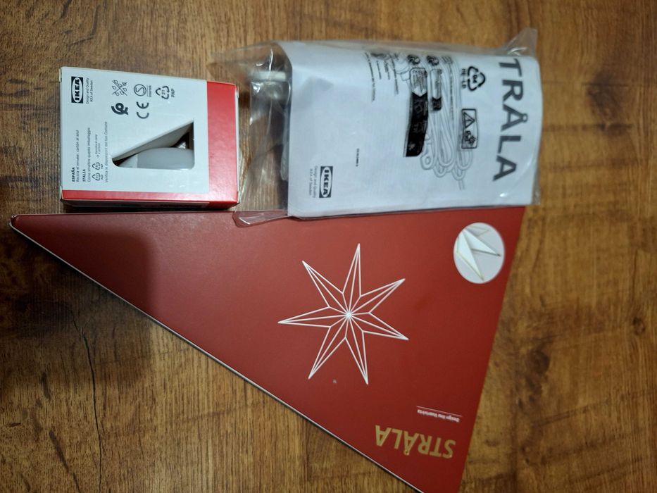 IKEA Strala -gwiazda 70cm, oprawa z kablem, żarówki