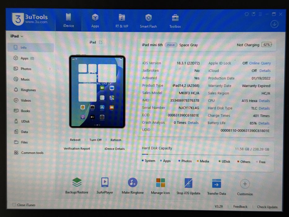 iPad mini 6 (A2568) - 256GB - Cellular (LTE) - faktura VAT 23%