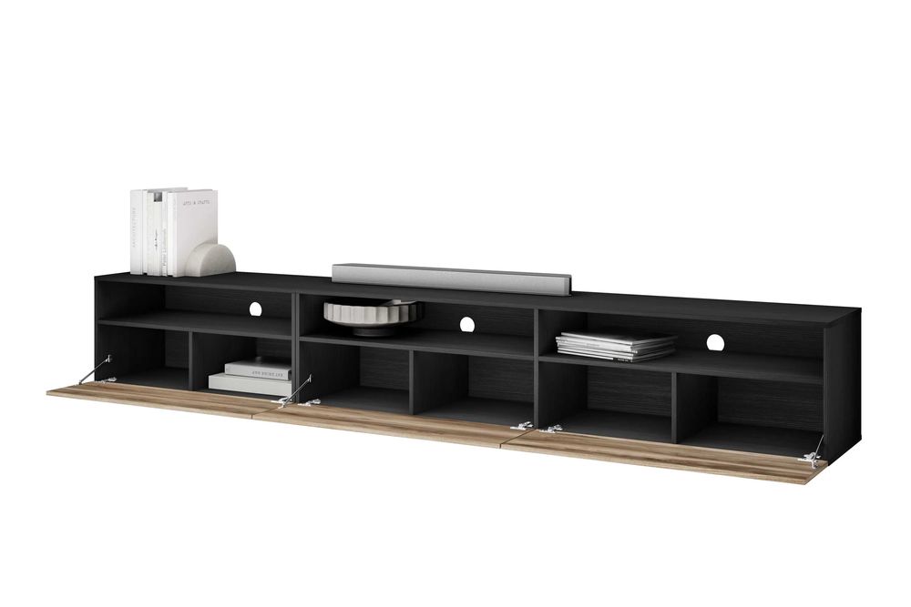 Szafka RTV Baros 40 z wnękami 270 cm - touchwood / orzech sattin