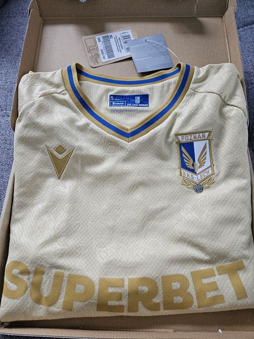 Koszulka Lech Poznań XL macron złota 4 komplet prezent święta