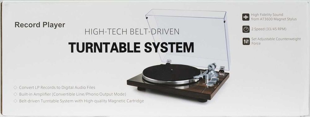 Gramofon Bluetooth Vintage Brązowy Napęd Pasowy 2-biegowy Retrolife