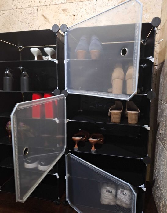 N O W A 2 sztuki Loft lekka modułowa czarna szafka na buty regał półki
